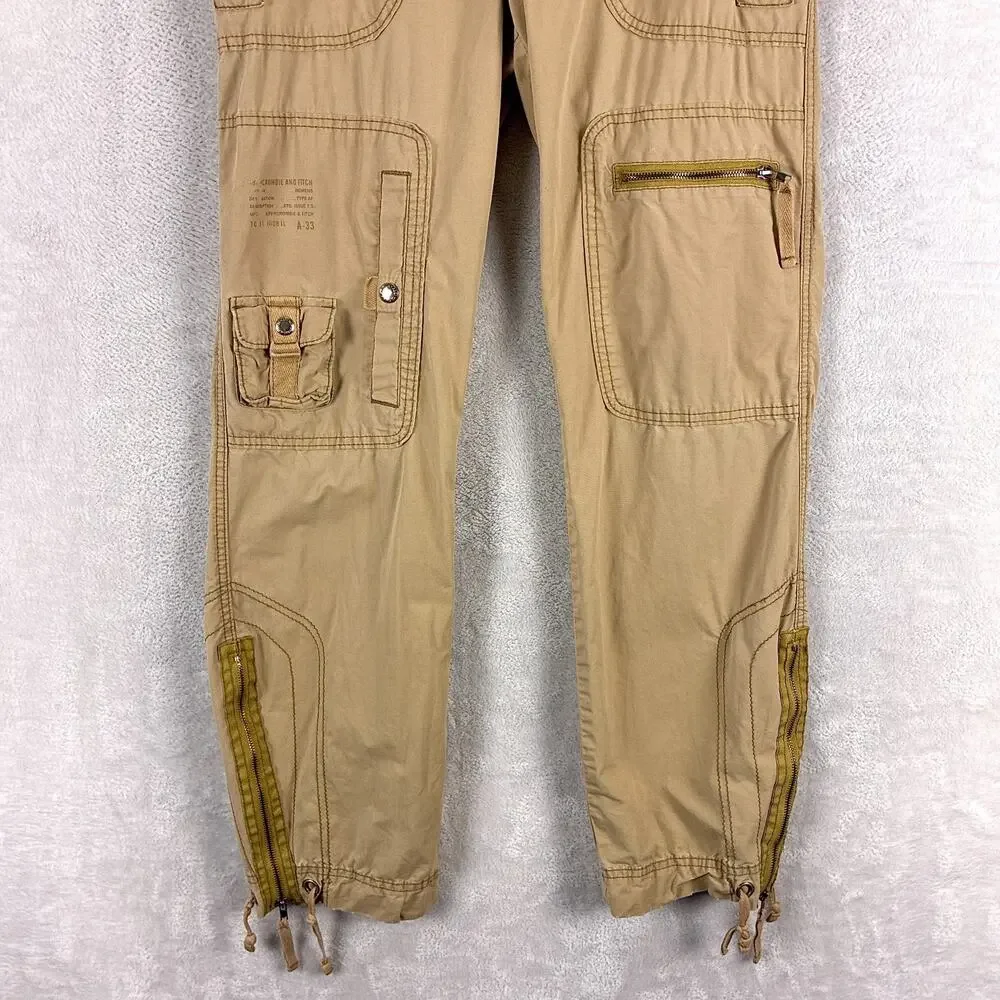VTG Abercrombie & Fitch Pants Womens 6 Brown Cargo Paratrooper Rave Skate Y2K